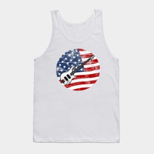 Bass Guitar USA Flag Bassist Musician 4th July Tank Top